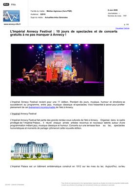 ANNECY VILLE : L'Impérial Annecy Festival