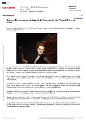 LE DAUPHINE : Du classique, du jazz et de l'humour, le trio "impérial" est de retour