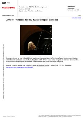 LE DAUPHINE : Annecy. Francesca Tandoi, du piano élégant et intense